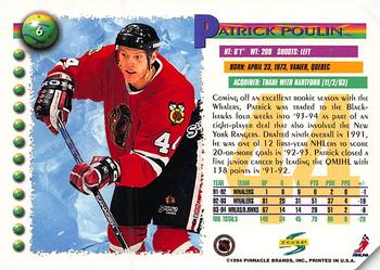 1994-95 Score - Series I Hobby Edition Samples #6 Patrick Poulin Back