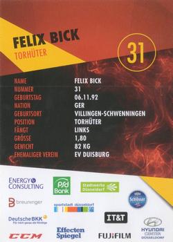 2015-16 Dusseldorfer EG Postcards #NNO Felix Bick Back