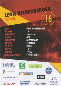 2015-16 Dusseldorfer EG Postcards #NNO Leon Niederberger Back