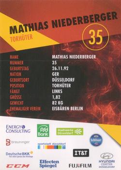 2015-16 Dusseldorfer EG Postcards #NNO Mathias Niederberger Back