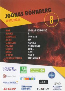 2015-16 Dusseldorfer EG Postcards #NNO Joonas Rönnberg Back