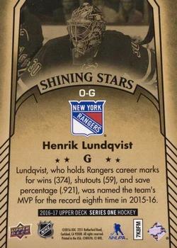 2016-17 Upper Deck - Shining Stars Achievements #0-G Henrik Lundqvist Back