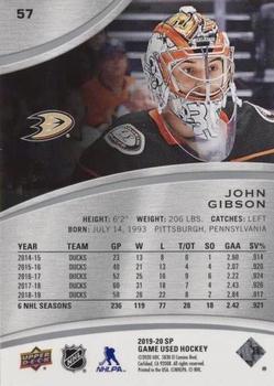 2019-20 SP Game Used #57 John Gibson Back