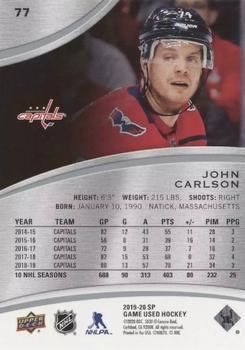 2019-20 SP Game Used #77 John Carlson Back