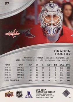 2019-20 SP Game Used #87 Braden Holtby Back