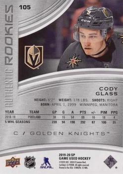 2019-20 SP Game Used #105 Cody Glass Back