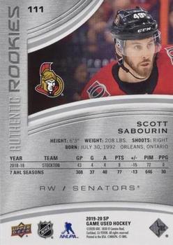 2019-20 SP Game Used #111 Scott Sabourin Back