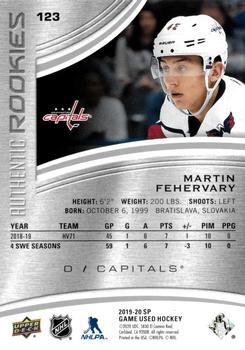 2019-20 SP Game Used #123 Martin Fehervary Back