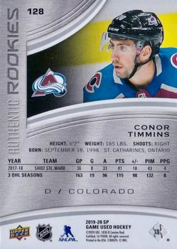 2019-20 SP Game Used #128 Conor Timmins Back