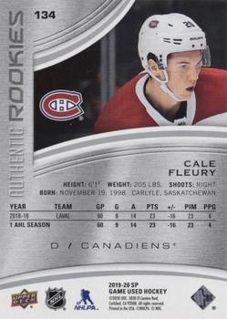 2019-20 SP Game Used #134 Cale Fleury Back