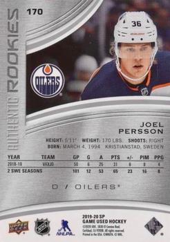 2019-20 SP Game Used #170 Joel Persson Back