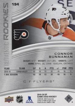 2019-20 SP Game Used #194 Connor Bunnaman Back
