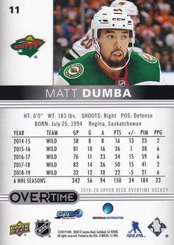 2019-20 Upper Deck Overtime #11 Matt Dumba Back