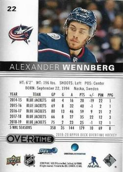2019-20 Upper Deck Overtime #22 Alexander Wennberg Back