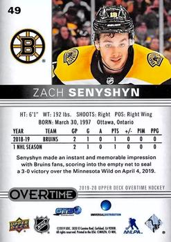 2019-20 Upper Deck Overtime #49 Zach Senyshyn Back
