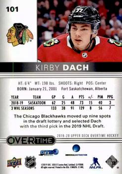 2019-20 Upper Deck Overtime #101 Kirby Dach Back