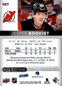 2019-20 Upper Deck Overtime #107 Jesper Boqvist Back