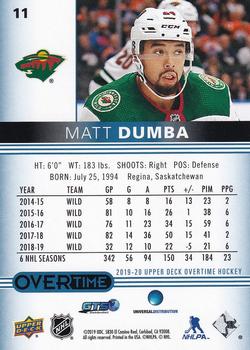 2019-20 Upper Deck Overtime - Blue #11 Matt Dumba Back