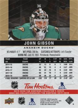 2019-20 Upper Deck Tim Hortons #36 John Gibson Back
