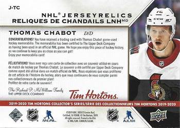 2019-20 Upper Deck Tim Hortons - NHL Jersey Relics #J-TC Thomas Chabot Back