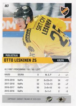 2019-20 Cardset Finland Series 1 #063 Otto Leskinen Back