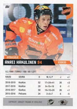 2019-20 Cardset Finland Series 1 #084 Anrei Hakulinen Back