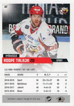 2019-20 Cardset Finland Series 1 #141 Roope Talaja Back