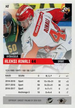 2019-20 Cardset Finland Series 1 #143 Aleksi Ainali Back