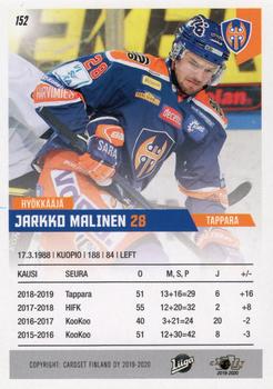 2019-20 Cardset Finland Series 1 #152 Jarkko Malinen Back