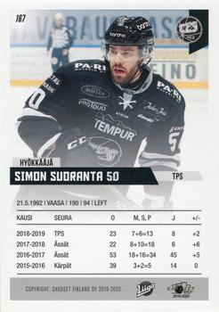 2019-20 Cardset Finland Series 1 #167 Simon Suoranta Back