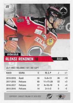 2019-20 Cardset Finland Series 1 #175 Aleksi Rekonen Back