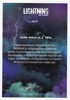 2019-20 Cardset Finland Series 1 - Lightning and Thunder #2 Jere Innala Back