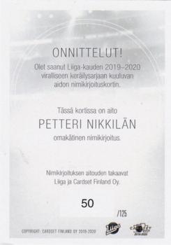 2019-20 Cardset Finland Series 1 - Signature #NNO Petteri Nikkilä Back