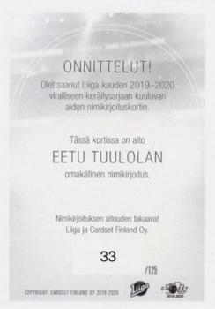 2019-20 Cardset Finland Series 1 - Signature #NNO Eetu Tuulola Back