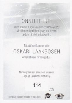 2019-20 Cardset Finland Series 1 - Signature #NNO Oskari Laaksonen Back