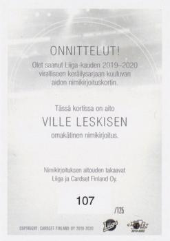 2019-20 Cardset Finland Series 1 - Signature #NNO Ville Leskinen Back