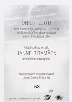2019-20 Cardset Finland Series 1 - Signature #NNO Janne Ritamäki Back