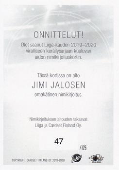 2019-20 Cardset Finland Series 1 - Signature #NNO Jimi Jalonen Back