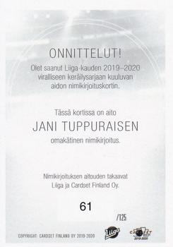 2019-20 Cardset Finland Series 1 - Signature #NNO Jani Tuppurainen Back
