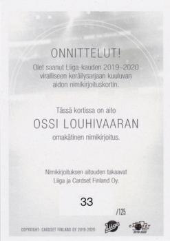 2019-20 Cardset Finland Series 1 - Signature #NNO Ossi Louhivaara Back