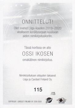 2019-20 Cardset Finland Series 1 - Signature #NNO Ossi Ikonen Back