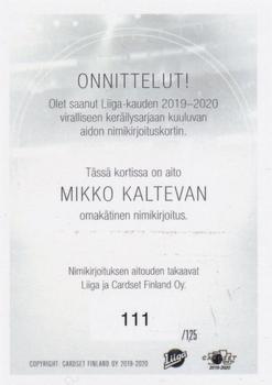 2019-20 Cardset Finland Series 1 - Signature #NNO Mikko Kalteva Back