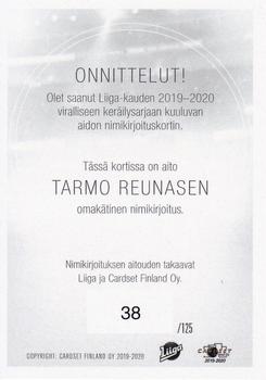 2019-20 Cardset Finland Series 1 - Signature #NNO Tarmo Reunanen Back