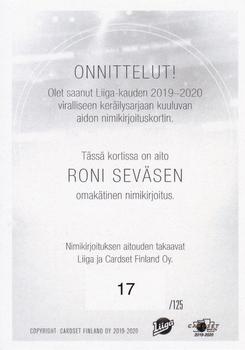 2019-20 Cardset Finland Series 1 - Signature #NNO Roni Sevänen Back
