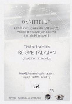 2019-20 Cardset Finland Series 1 - Signature #NNO Roope Talaja Back