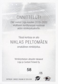 2019-20 Cardset Finland Series 1 - Signature #NNO Niklas Peltomäki Back
