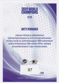 2019-20 Cardset Finland Series 1 - 2019 World Champions #27 Antti Pennanen Back