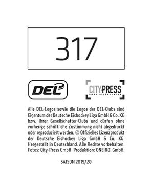 2019-20 Playercards Stickers (DEL) #317 Sebastian Vogl Back