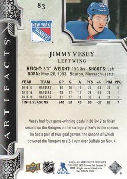 2019-20 Upper Deck Artifacts - Copper #83 Jimmy Vesey Back