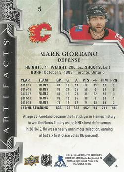 2019-20 Upper Deck Artifacts - Pink #5 Mark Giordano Back